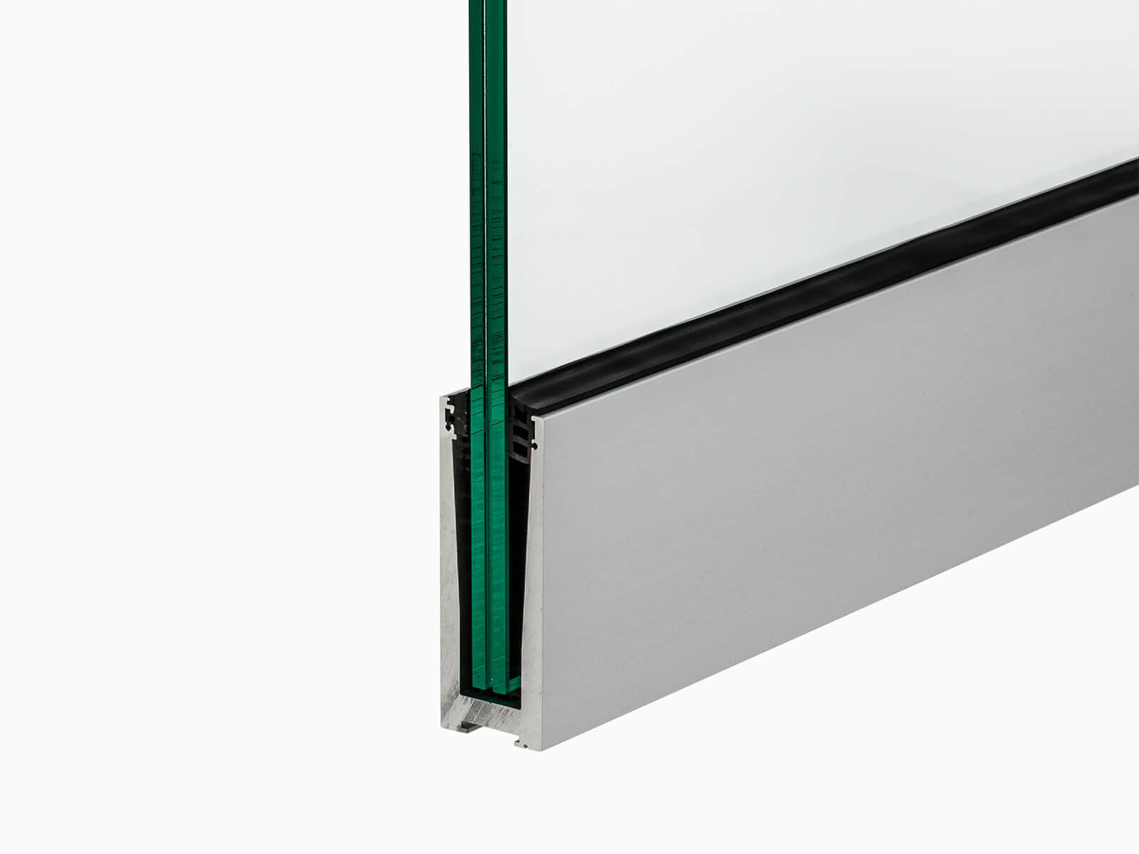 Schmales Brüstungsprofil zur aufgesetztes Montage, platzsparende Montagefläche