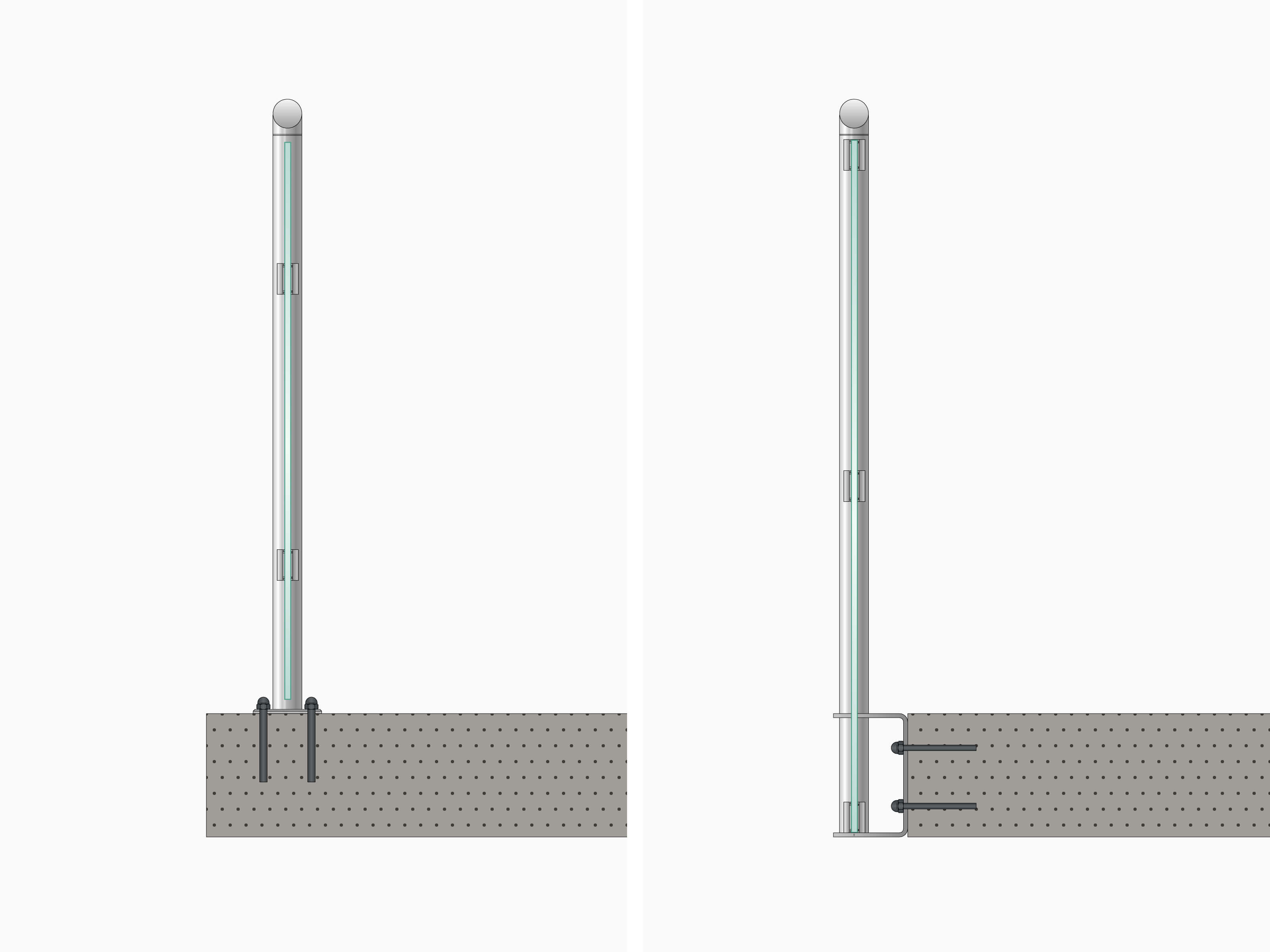 Technische Zeichnungen aufgesetzte & seitliche Montage Geländer GARDO