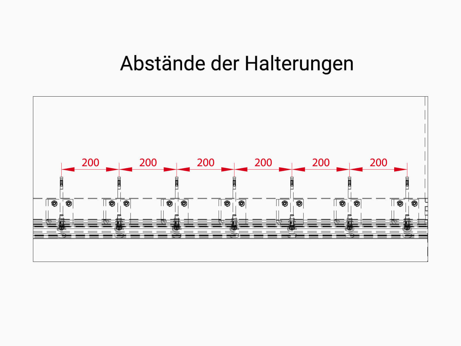 Glasbrüstung mit Unterkonstruktion Variante - Abstände der Halterungen