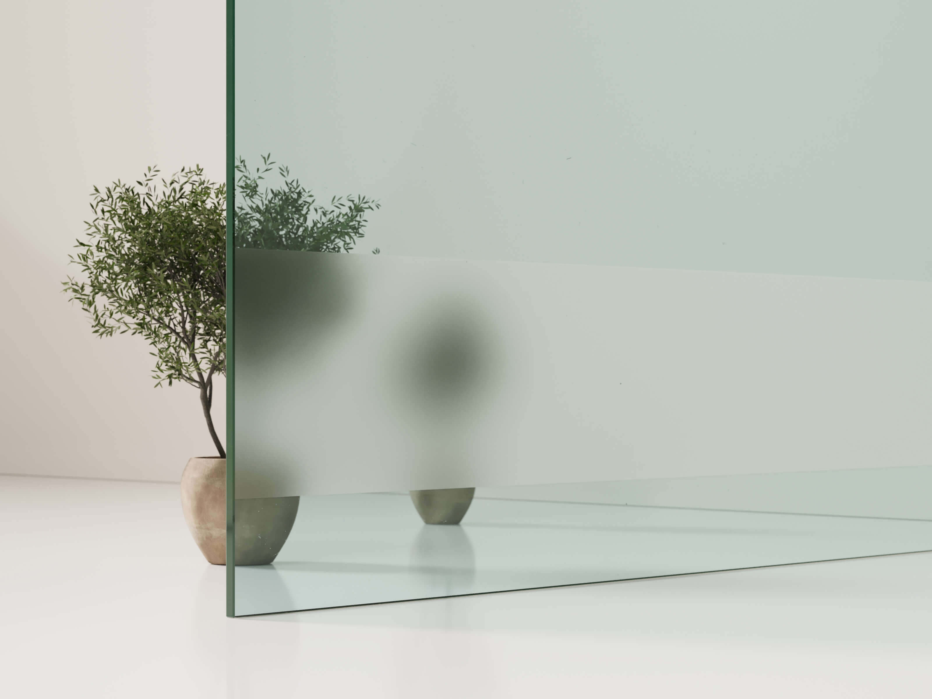Auch individuelle Glasarten, wie teilsatiniertes Klarglas (ESG)