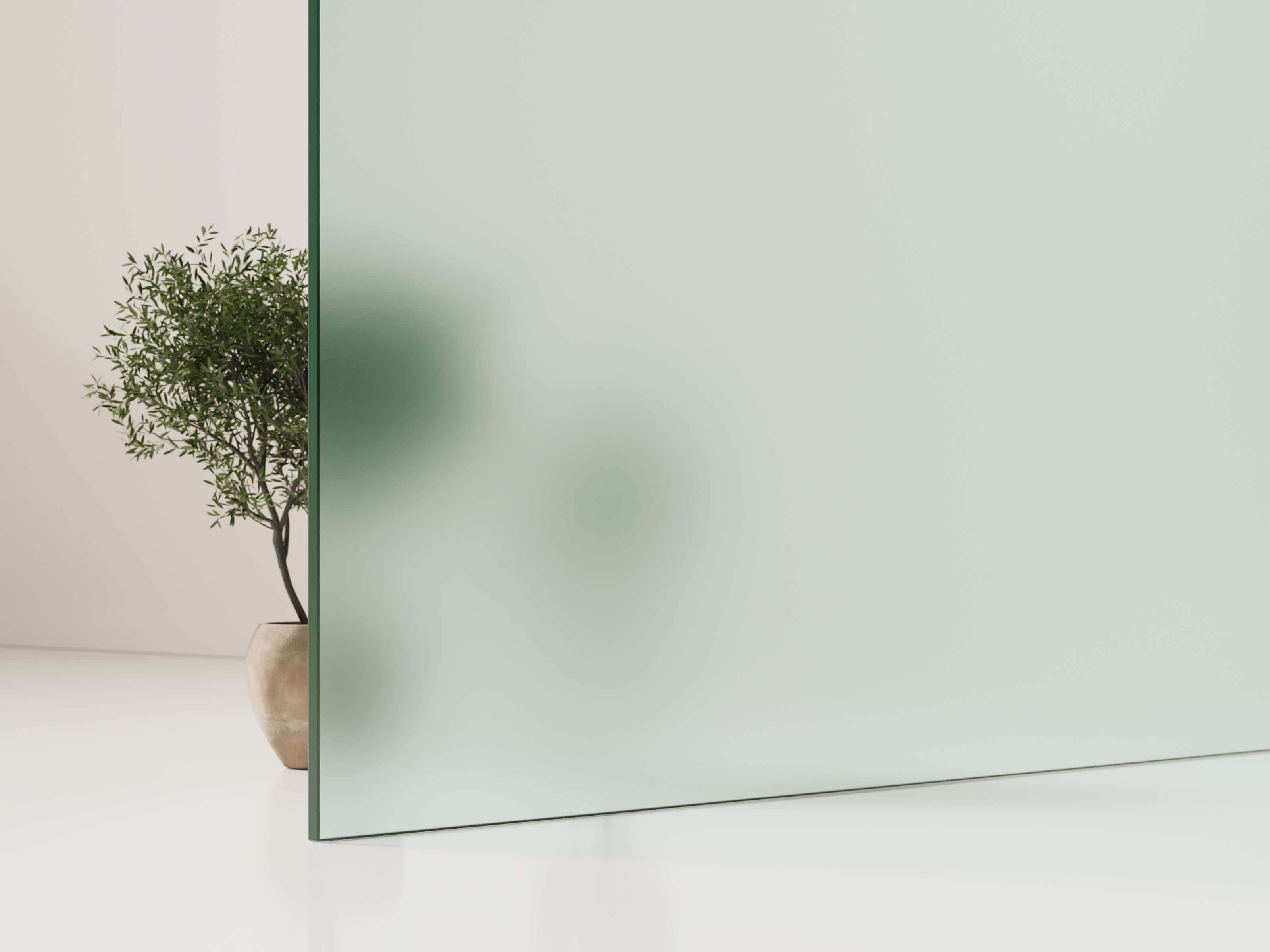 Glasart: Maßgefertigtes satiniertes Klarglas (ESG)