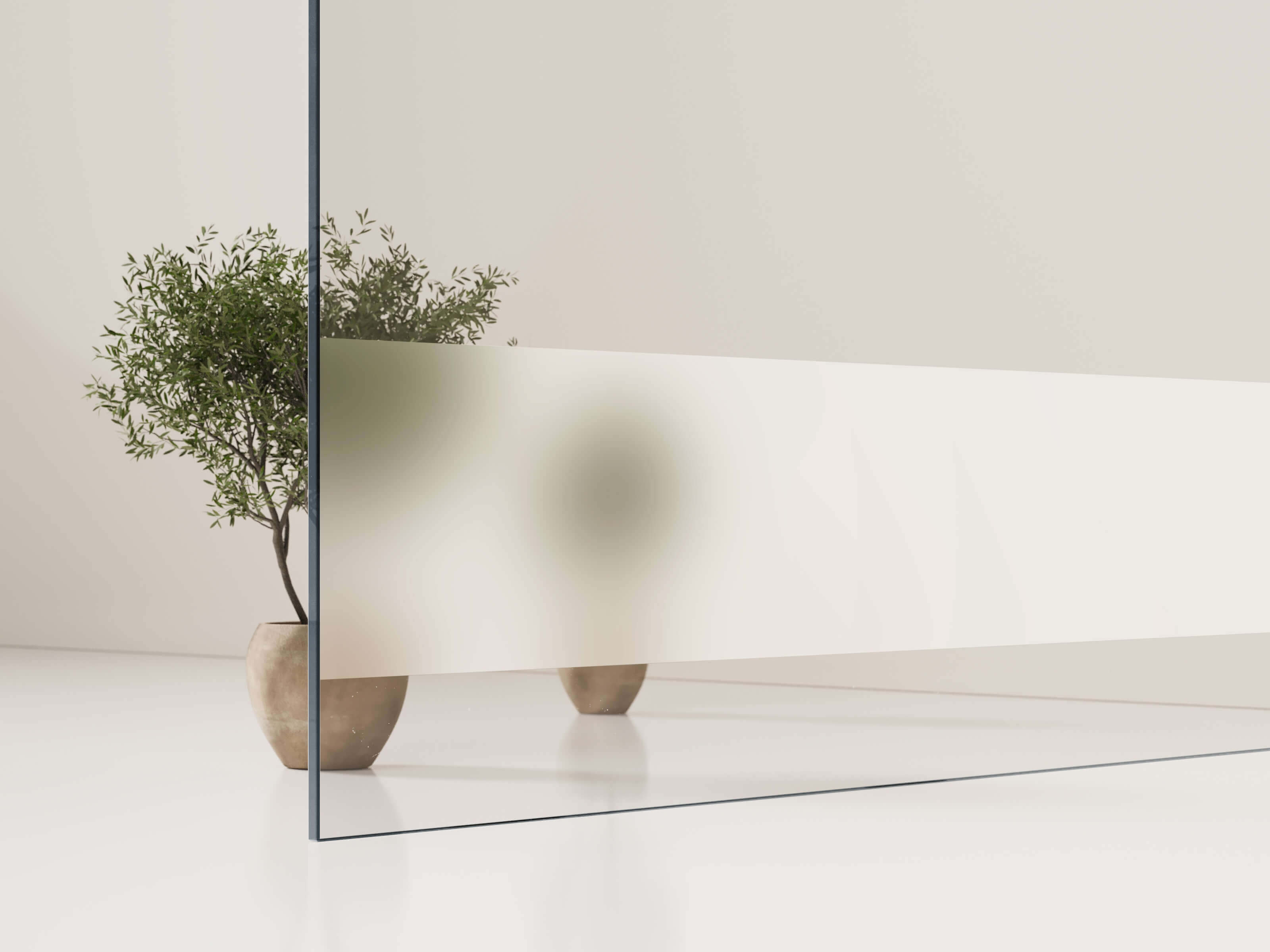 Teilsatiniertes Weißglas (ESG) für maßgefertigte Duschen