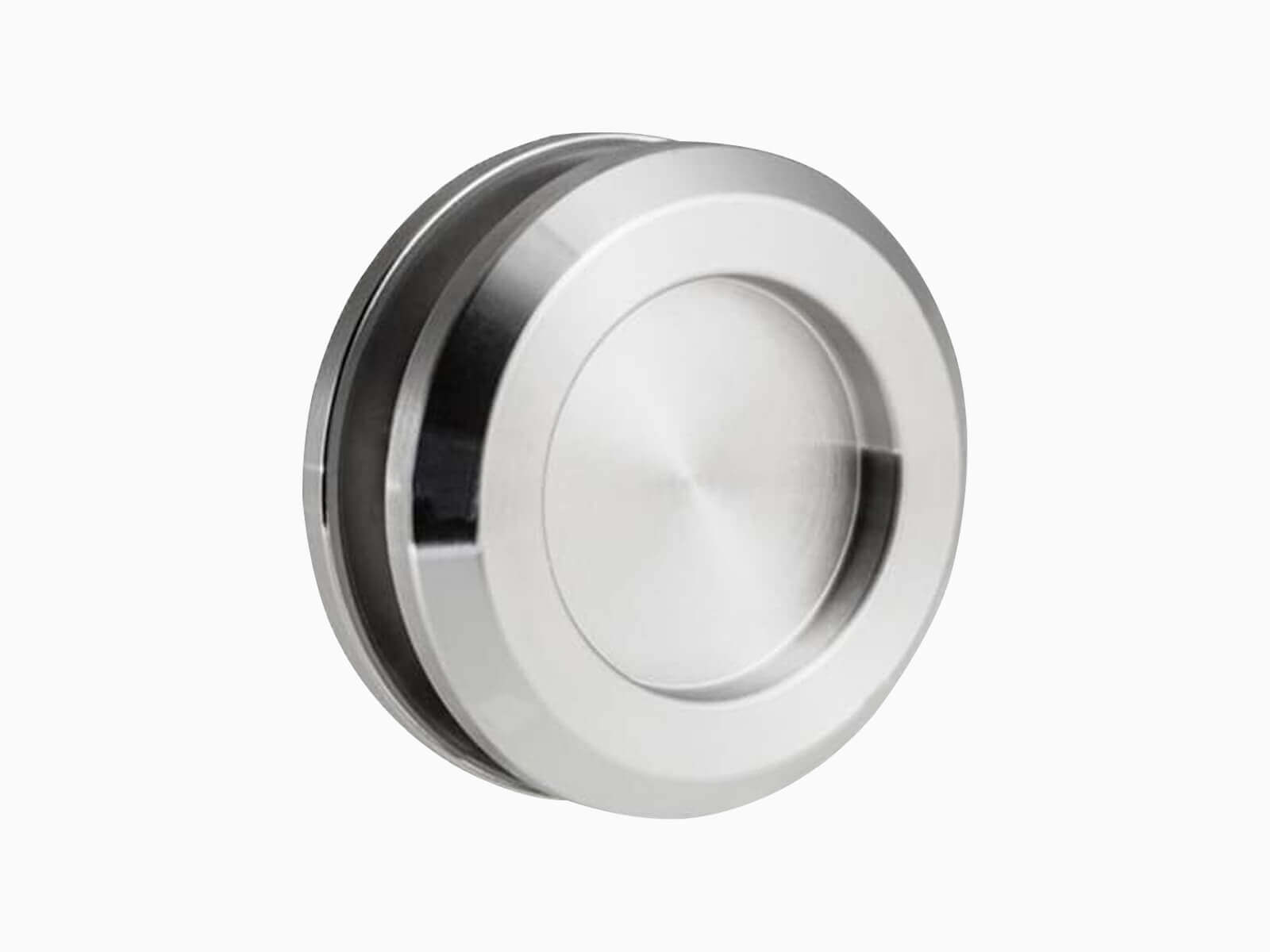 Geschlossene Griffmuffe für die Glastrennwand mit Schiebetür