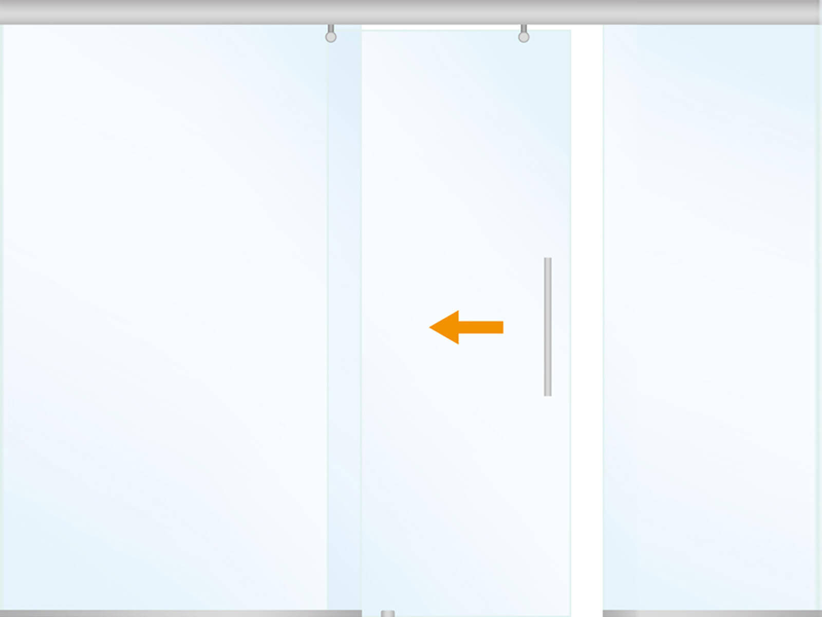 Decken- und Bodenmontage der Glastrennwand MERCATO
