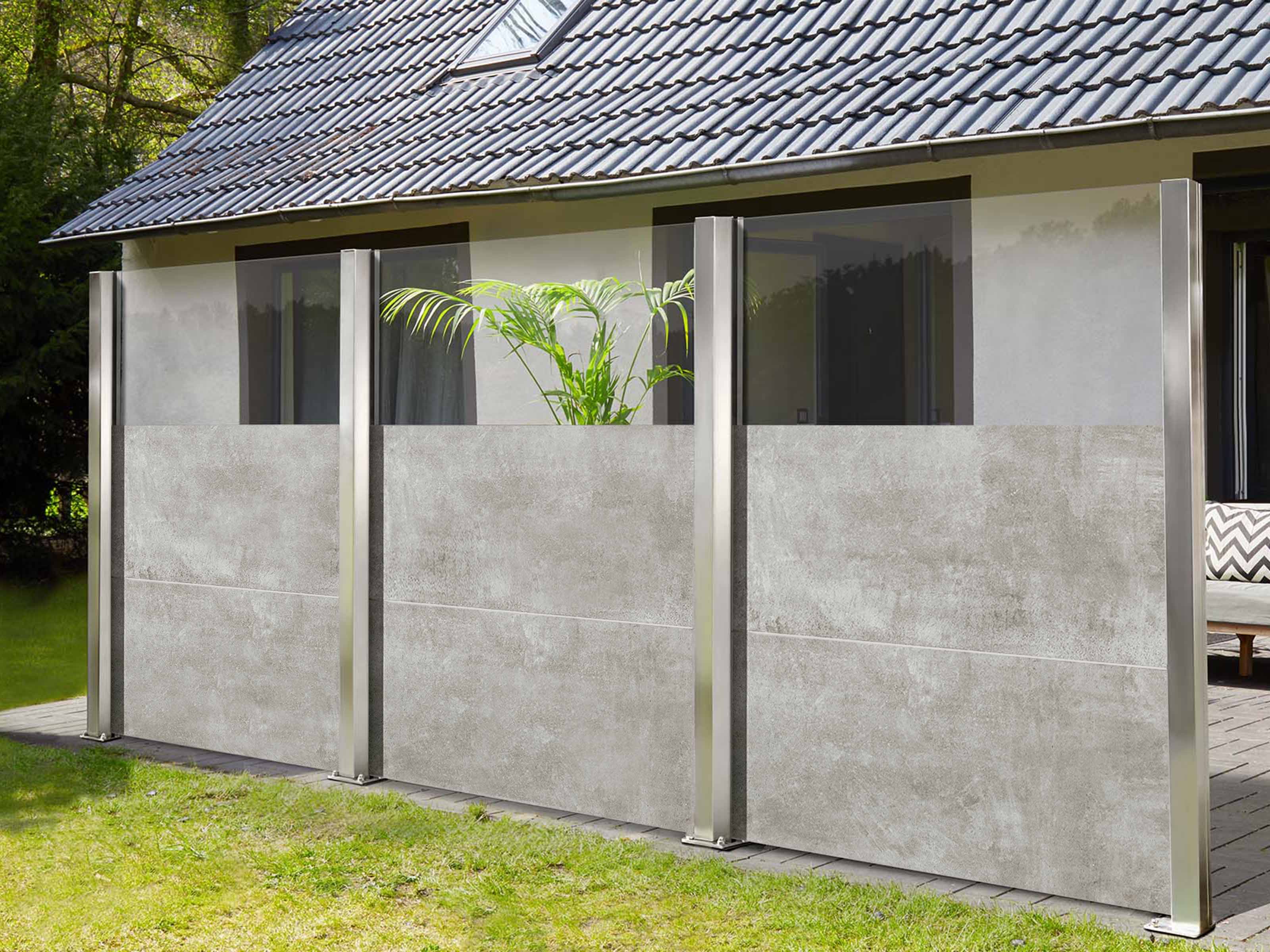 KERBON-Wind- und Sichtschutz in Kombination aus KERBON und Glas