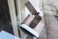 Eckige Halter Bogenvordach aus Glas