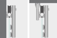 Glasschiebetür mit offenem Laufsystem