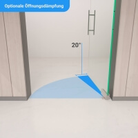 Optionale Öffnungsdämpfung der Tür bei 70°