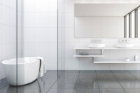 PUR Glas Trennwand im Bad