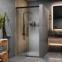 Schiebetür-Dusche in schwarz