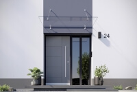 Schmales Vordach in Weißglas