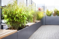 Sichtschutz mit Bank graues ensemble