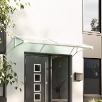 Vordach Athena mit weißer Beschichtung in 2600 x 1000 mm