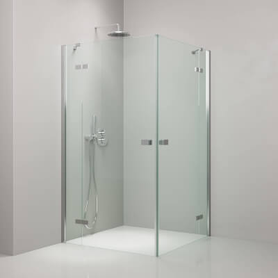 Dusche mit Eckeinstieg LIGHT mit verchromten Beschlägen