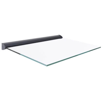 Freitragendes Vordach mit anthrazit-Farbenden ovalen Klemmprofil und 8 mm Klarglas