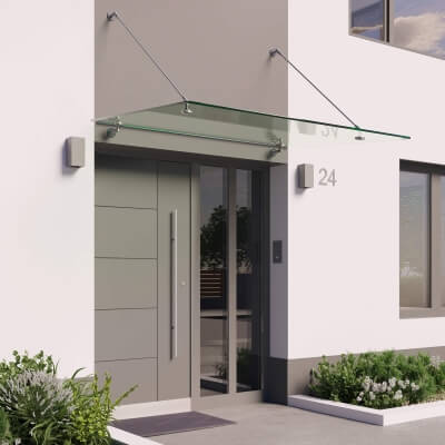 Vordach PUNTO LIGHT mit runden Glashaltern