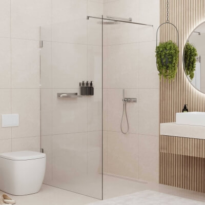 Walk-In-Dusche mit Wandbeschlag Winkel