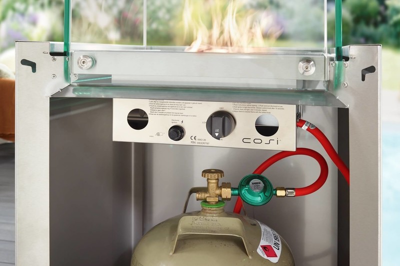 Brenner in Feuersäule Flameo mit verschiedenen Rieglern