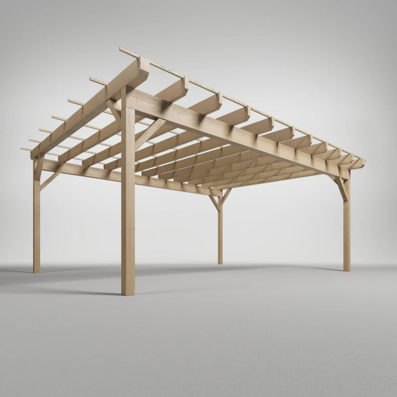 Carport aus Holz im Aufbau