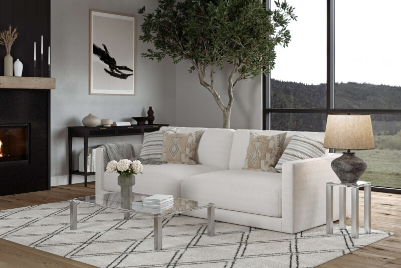 Couchtisch aus Glas mit robusten Tischbeinen