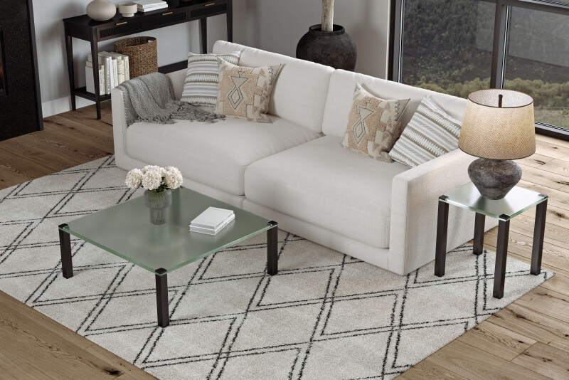 Couchtisch mit Tischplatte aus satiniertem Glas