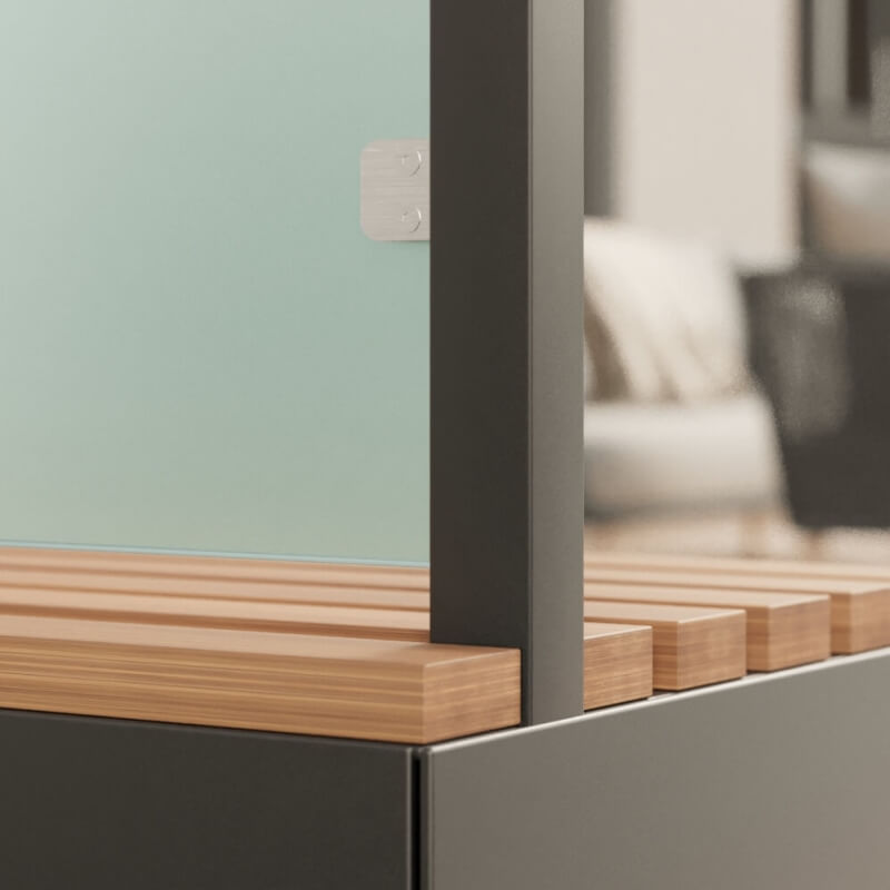 Detailaufnahme der Holz-Sitzfläche