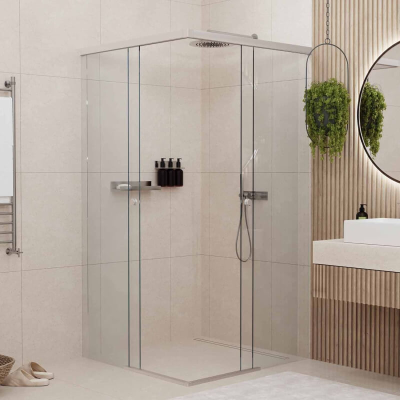 Dusche mit Schiebetür als Eckdusche
