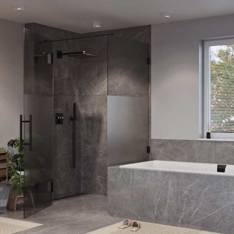 Duschkabine neben Badewanne mit individueller Gestaltung