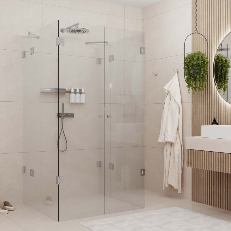 Duschkabine U Form mit Beschlägen aus Edelstahl