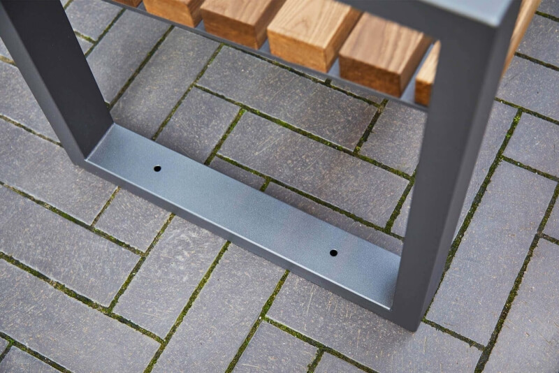 Edelstahl Gestell für Bank aus Vollholz mit Rückenlehne Tola