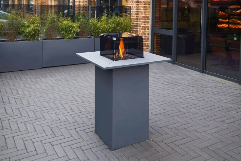 Feuersäule in anthrazit und grauer Glasabdeckung