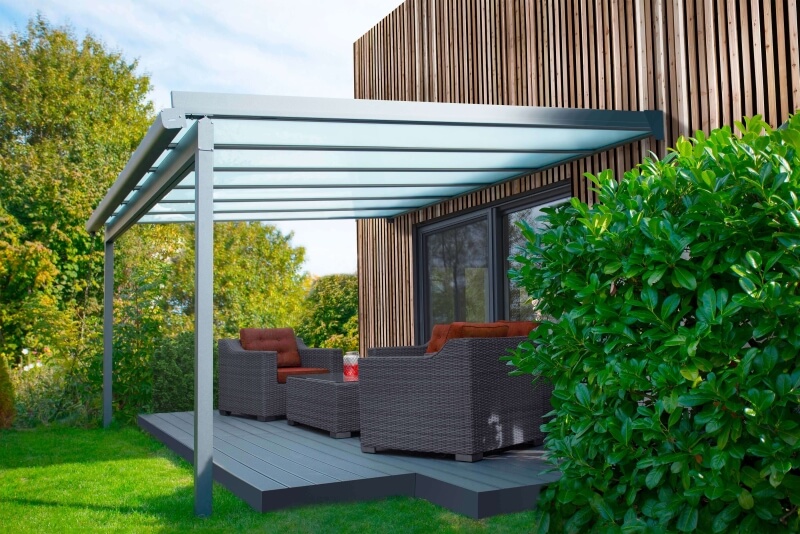 Glas-Aluminium-Terrassenueberdachung SKY FLEX einfache Bauweise und Montage