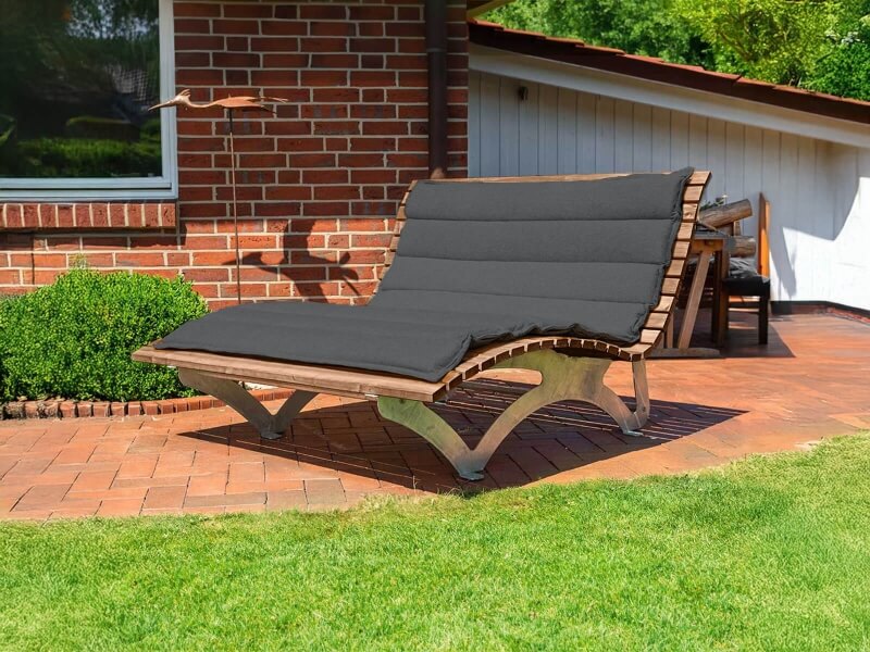 Holzliege VIDA VENTI mit Polsterauflage in Dunkelgrau