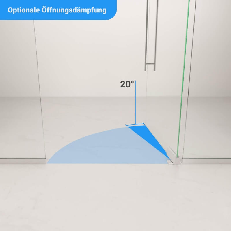 Hydraulische Pendeltür und Trennwand aus Glas mit optionaler Öffnungsdämpfung