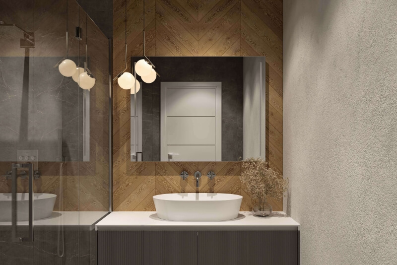 LED-Badspiegel im Querformat mit direkter Beleuchtung links und rechts