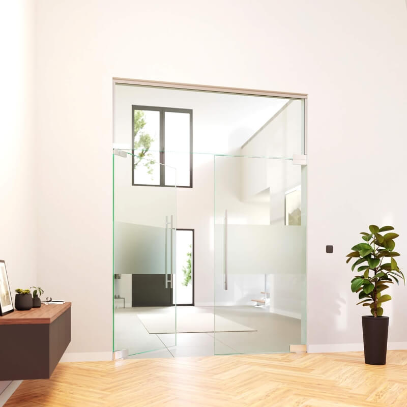 Pendeltür aus Glas mit Satinierung 