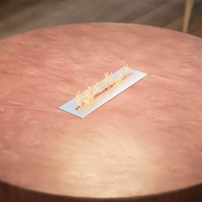 Runde Feuerstelle aus Cortenstahl mit Bioethanoleinsatz