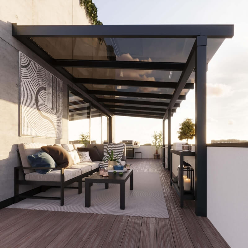 SKY PURE als Überdachung auf der Dachterrasse
