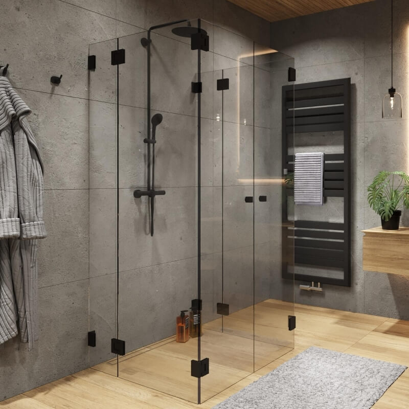 U Duschkabine aus Glas mit Doppeltür