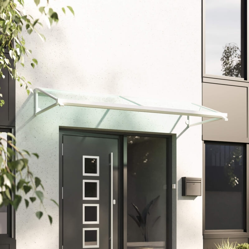 Vordach Athena mit weißer Beschichtung in 2600 x 1000 mm