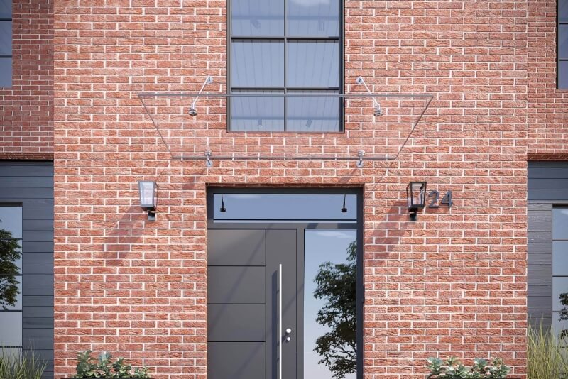 Vordach mit schmaler Regenrinne