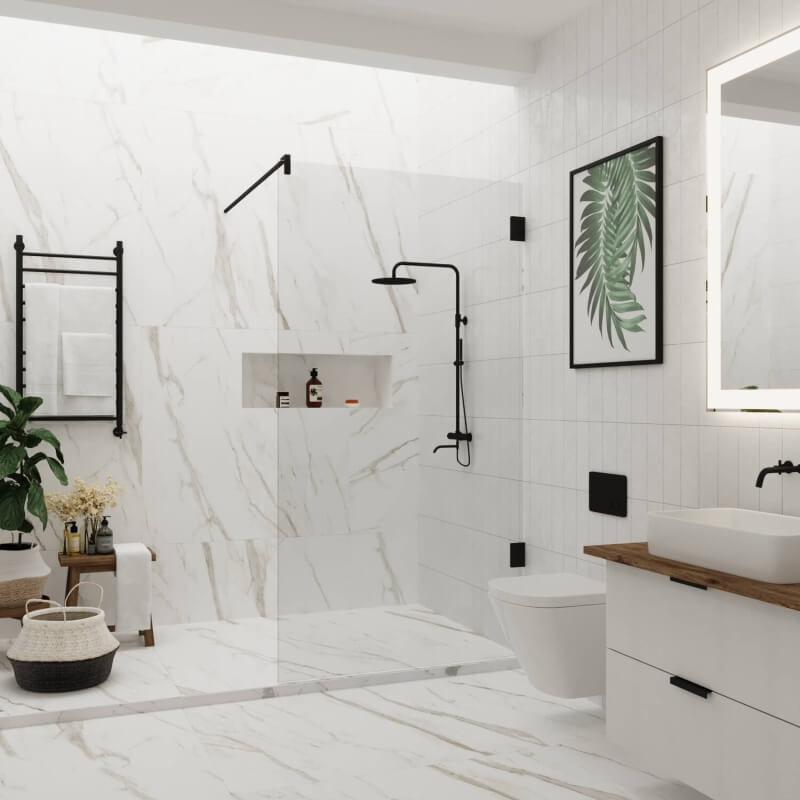 Walk-in-Duschwand mit Linksanschlag